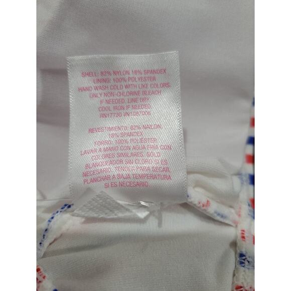 Xhilaration Juniors Ribbed Red & Blue Patriotic Striped Bralette Bikini Top New - Picture 3 of 7